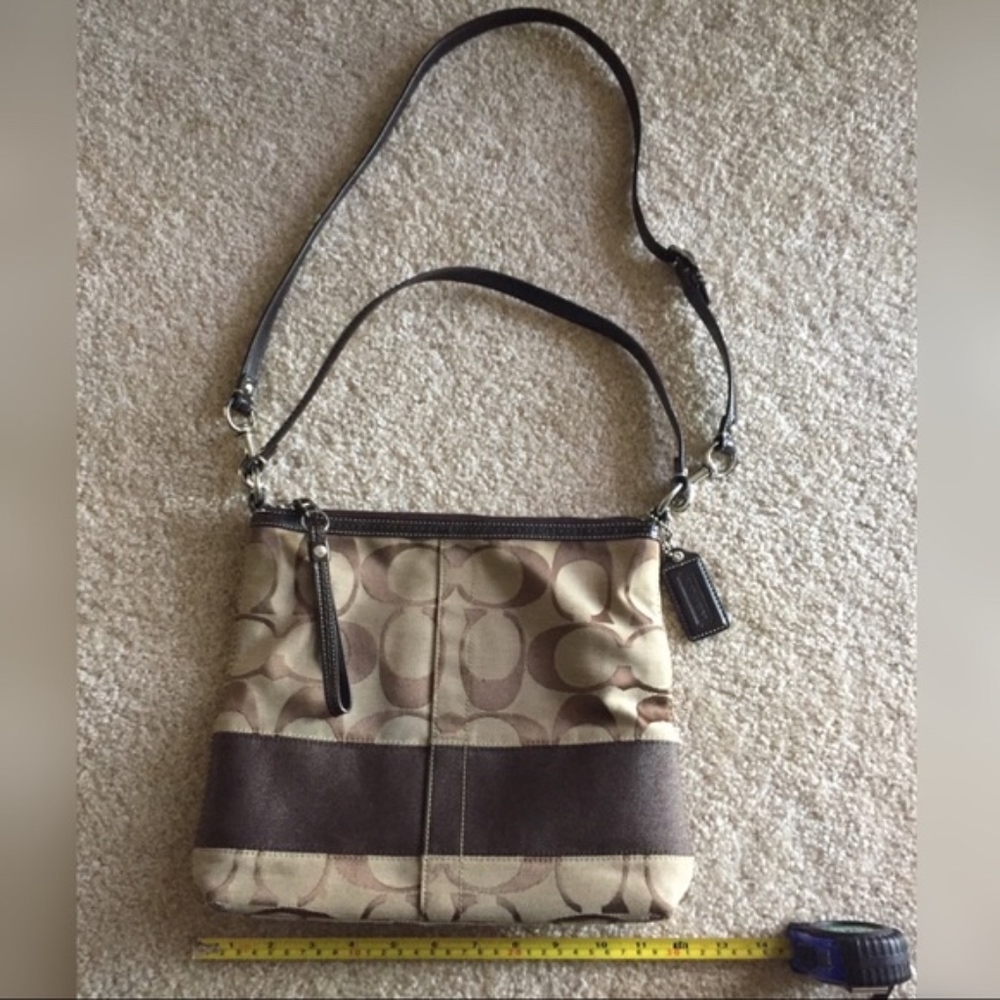 Coach Signature Stripe Convertible Handbag - Picture 1 of 4